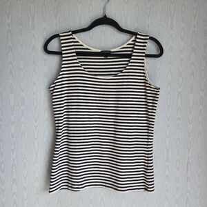 Talbots Nautical Striped Jersey Knit Tank Top Navy White Small